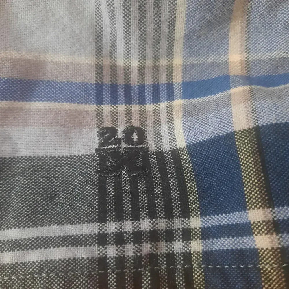 Wrangler Twenty X Mens Blue Plaid Button Front Long Sleeve Shirt Size M/L
